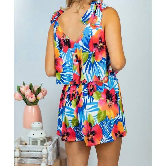 NEW WHITE BIRCH hawaiian hideaway romper in multi - Picture 3 of 3